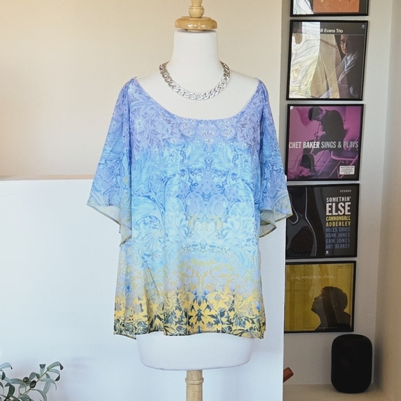 🏷️City Chic Lavender and Sky Blue Embellished Blouse Size 16 - Picture 1 of 13